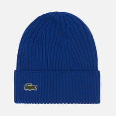 Шапка Lacoste Ribbed Wool Knit, цвет синий