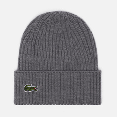 Шапка Lacoste Ribbed Wool Knit, цвет серый