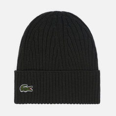 Шапка Lacoste Ribbed Wool Knit, цвет оливковый