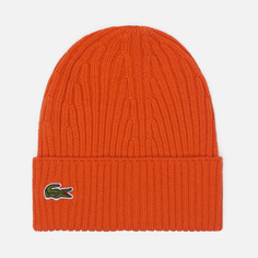 Шапка Lacoste Ribbed Wool Knit, цвет оранжевый