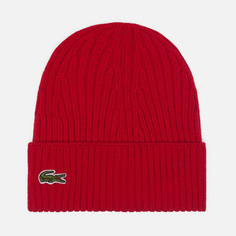 Шапка Lacoste Ribbed Wool Knit, цвет красный