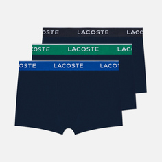 Комплект мужских трусов Lacoste Underwear 3-Pack Boxer Casual Contrast Waistband, цвет синий