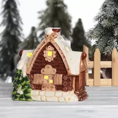 Подсвечник Избушка 16.5x17 см цвет коричневый Без бренда