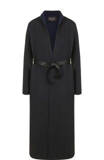 Однотонное кашемировое пальто с кожаным поясом Loro Piana