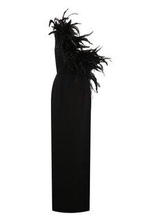 Платье из вискозы с отделкой перьями Dolce & Gabbana