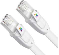 Кабель патч-корд FTP 7 кат. 1.0м 4PH 4PH-R90376 LSZH PROF плоский прямой, медь, белый, литой, экранированные коннекторы, RJ45, T568B, 1000750677 4ПХ