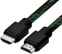 Кабель интерфейсный HDMI 4PH 4PH-R90018 2.0m, BICOLOR черно-зеленый нейлон, Ultra HD, 4K 60 fps 60Hz/5K*30Hz, 3D, AUDIO, 18.0 Гбит/с, 28AWG, 100069892 4ПХ