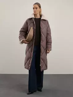 Стеганое пальто на поясе Zarina