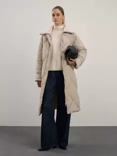 Стеганое пальто на поясе Zarina