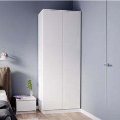 Шкаф распашной двухстворчатый мадера, 800х520х2100, белый NO Brand