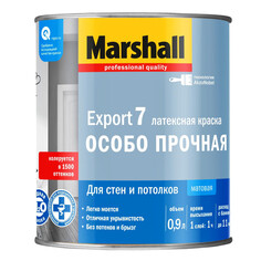 Краски для стен и потолков краска в/д MARSHALL Export 7 база BC для стен и потолков 0,9л бесцветная, арт.5248849