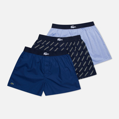 Комплект мужских трусов Lacoste Underwear 3-Pack Boxers Authentic Cotton Jacquard, цвет синий