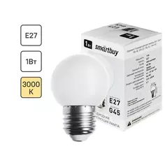 Лампа светодиодная Smartbuy Matte G45-01W/3000/E27 E27 220 В 1 Вт шар малый 80 лм цвет света теплый белый Без бренда