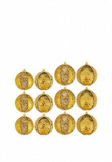 Набор елочных украшений Elan Gallery Золотые пайетки 9,5х9,5 см (6 шт) + 8х8 см (6 шт)