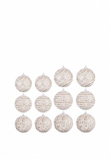 Набор елочных украшений Elan Gallery Полоски 9,5х9,5 см (6 шт) + 8х8 см (6 шт), шампань