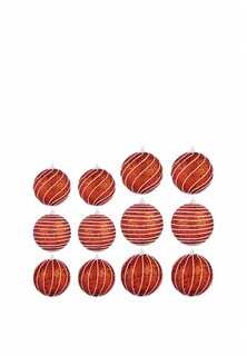 Набор елочных украшений Elan Gallery Полоски 9,5х9,5 см (6 шт) + 8х8 см (6 шт)