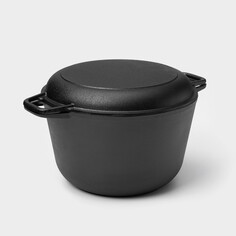 Кастрюля чугунная wild kitchen, 6 л, с крышкой-сковородой d=26 см