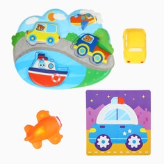 Набор для купания 3 в 1 машинки: пазл и развивающие игрушки крошка я