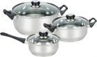 Набор посуды из 6 предметов Mallony BAKS-SET-6, 2 кастрюли 2 и 2.8 л + ковш 1.4 л, нержавеющая сталь, с крышками (981055)