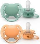Соска-пустышка Philips Avent SCF091/03 ultra soft нежно-зеленая/оранжевая без рисунка