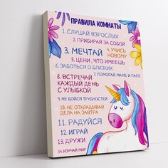 Картина-мотиватор Симфония "правила комнаты "для девочек" 30*40