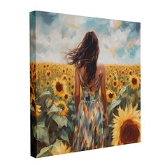 Картина Симфония девушка и подсолнухи 40*40 см