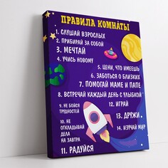 Картина-мотиватор Симфония "правила комнаты "для мальчиков" 30*40