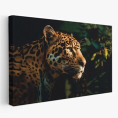 Печатная картина Симфония на деревянном подрамнике леопард, 50х70 см