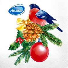 Салфетки Лилия снегирь 33х33 см 2сл 20л Liliya