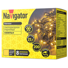 Гирлянды электрические гирлянда NAVIGATOR нить NGF-S01-200WW-10-21.5м-230-C8-BL IP44