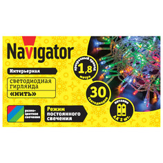 Гирлянды электрические гирлянда NAVIGATOR нить NGF-S01-30RGBY-5-1.8m-2AA-TR IP20