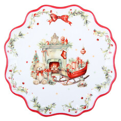 Тарелки тарелка Новогоднее настроение 16см десертная фарфор Home Collection