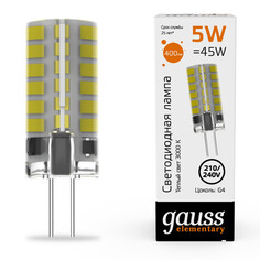 Лампы светодиодные лампа светодиодная GAUSS Elementary 5Вт G4 LED 400Лм 240V 3000K капсула