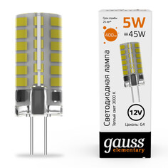 Лампы светодиодные лампа светодиодная GAUSS Elementary 5Вт G4 LED 400Лм 12V 3000K капсула