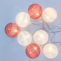 Гирлянды электрические гирлянда MAXIJOY Белые и розовые шарики 2,85м 20LED теплый белый свет