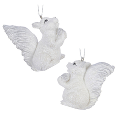 Игрушки елочные одиночные подвеска Белка 8см п/с белый в ас-те Kaemingk