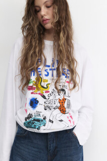 лонгслив женский Лонгслив oversize хлопковый с принтом Befree