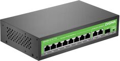 Коммутатор неуправляемый Digma DSP208G-2G-1S-T120 (L2) 10x1Гбит/с 1SFP 8PoE 8PoE+ 120W