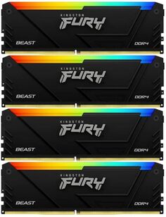 Модуль памяти DDR4 64GB (4*16GB) Kingston FURY KF426C16BB2AK4/64 Beast RGB PC4-21300 2666MHz 1Rx8 CL16 1.2V 288-pin 8Gbit heatsink