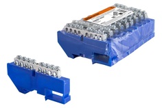 Шина TDM SQ0801-0327 "N" нулевая с изолятором на DIN-рейку 6x9мм стойка бол. 8 групп никелированная (упак. 10 шт)