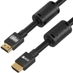 Кабель интерфейсный Greenconnect GCR-53659 1.0m HDMI 2.1, черный, 8K 60Hz, 4K 144Hz, динамический HDR, 4:4:4, Ultra HD, 48.0 Гбит/с, 3 Х экран, феррит