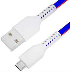 Кабель интерфейсный Greenconnect GCR-54973 QC 1.0m MicroUSB, быстрая зарядка, ТРИКОЛОР Россия, белый ПВХ, 28/24 AWG