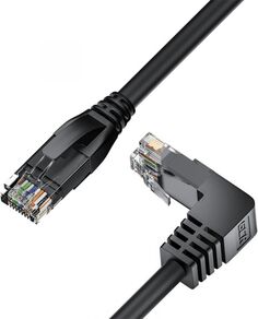 Кабель патч-корд U/UTP 5e кат. 10м Greenconnect GCR-53935 прямой, черный, верхний угол, литой, ethernet high speed, RJ45, T568B
