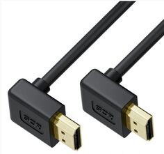 Кабель интерфейсный Greenconnect GCR-52431 SLIM 2.0m HDMI 2.0, М верхний угол / М верхний угол, черный,  HDR 4:2:0, Ultra HD, 4K 60 fps 60Hz, 3D, AUDI