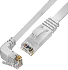 Кабель патч-корд U/UTP 6 кат. 1.5м Greenconnect GCR-54654 PROF плоский, медь, белый, нижний угол, ethernet high speed 10 Гбит/с, RJ45, T568B