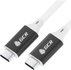 Кабель интерфейсный USB 3.1 Greenconnect GCR-50866 Type C-С  1.0m белый, 100W/20V/5A, M/M, TPE, AL сase черный, белый ПВХ, экран, армированный