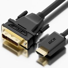 Кабель интерфейсный Greenconnect GCR-50621-20m HDMI-DVI черный, OD8.0mm, 28 AWG, позолоченные контакты, 19M / 25M Dual Link, тройной экран