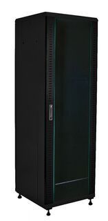 Шкаф напольный 19", 38U W&T C3860100BWTWOF 600x1000 мм, передняя дверь стекло, задняя перф., цвет чёрный. Без вент.