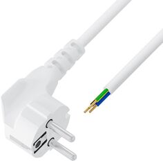 Кабель питания Greenconnect GCR-55315 1.0m, евровилка угловая Schuko - без разъема,  белый, 3*0,5mm