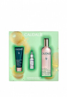 Набор для ухода за лицом Caudalie для детокса кожи (вода для красоты лица beauty elixir, сыворотка для сияния, детокс-маска)